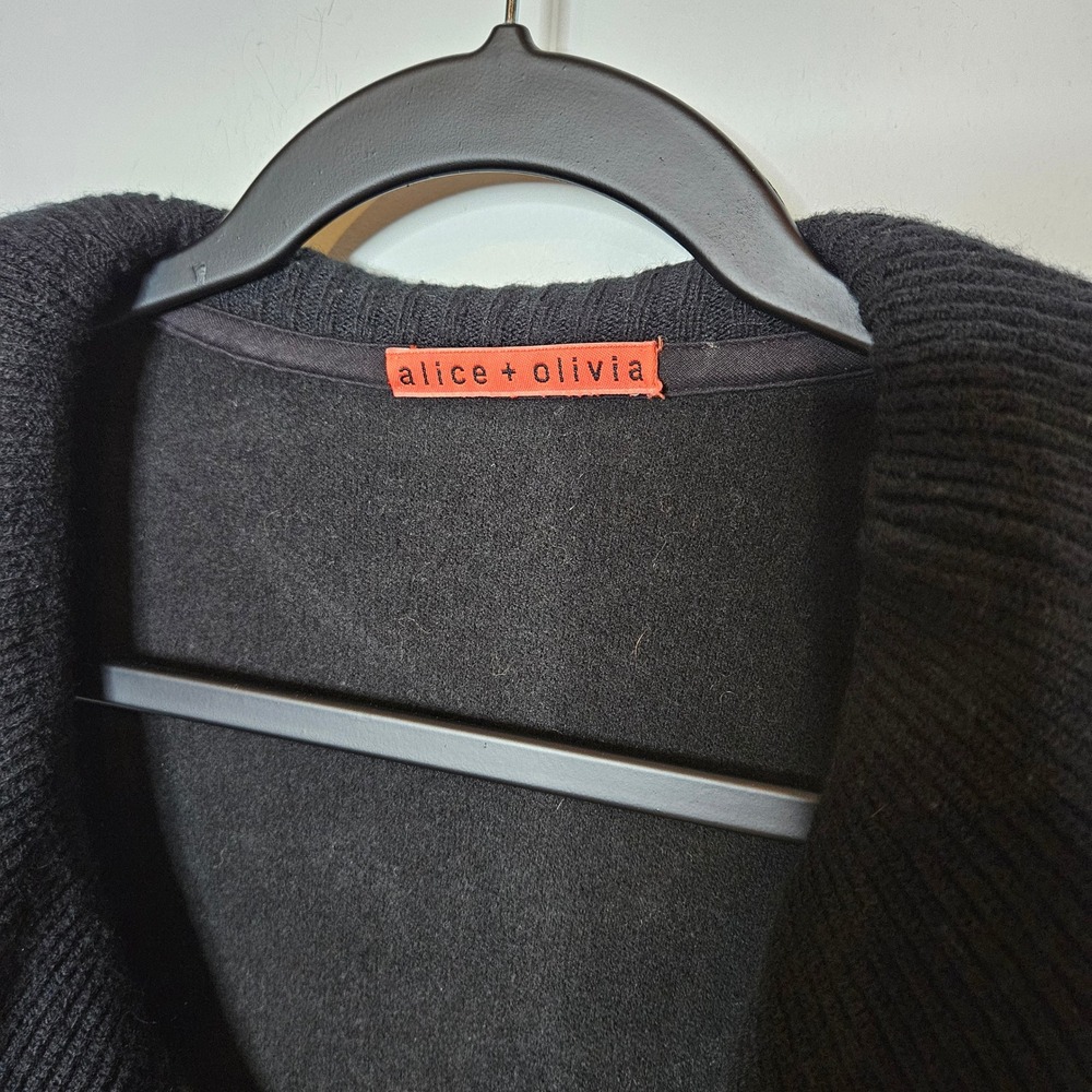 Alice + Olivia Black Sleeveless Cardigan Ruffle Duster‎ Sweater Vest Womens S - Picture 3 of 7